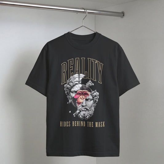 Reality Hides Behind the Mask Oversized Graphic T-Shirt
