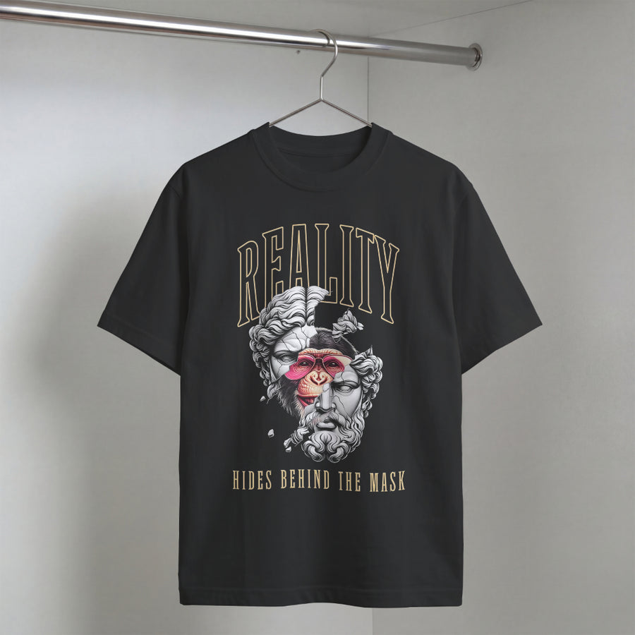 Reality Hides Behind the Mask Oversized Graphic T-Shirt